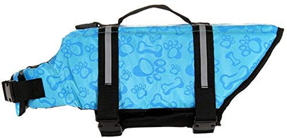 Izefia Dog Life Jacket Swimming Safety Coat Floatation Life Vest Life Saver with Handle for Small Dog Puppy Large Dog (Blue Bone, XXS) - color: Blue Bone, size: XX-Small