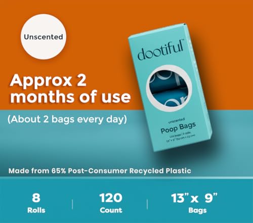 Dog Poop Bags - 240 Unscented Waste Bag, 65% Recycled Materials, Tear Resistant Pet Bags for Poop - 16 Rolls 100% Leak Proof - Extra Thick, Eco-Friendly Doggie Poo Bags for Hassle-Free Cleanup Outdoor - size: 120 Count (Pack of 2)