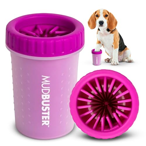 Dexas MudBuster Medium Dog Paw Cleaner, Fuchsia, Fits 1.5"-2.5" Wide Paws, Gentle Silicone Bristles for Quick, Easy Cleaning - color: Fuchsia, size: Medium without Lid