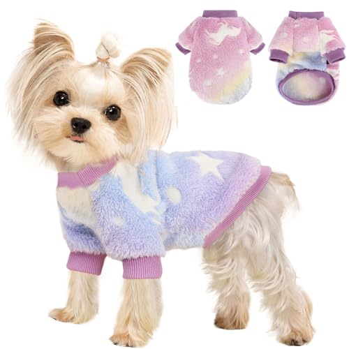 Dog Sweaters for Small Dogs Male Female Night Glow Doggy Clothes Girl Boy, Warm Pullover Dog Sweatshirt, Winter Pet Coat Jacket Cat Costume, Small Doggie Sweater Puppy Outfit, Pink, XS - color: Night Glow Pink, size: X-Small (Chest 13in )