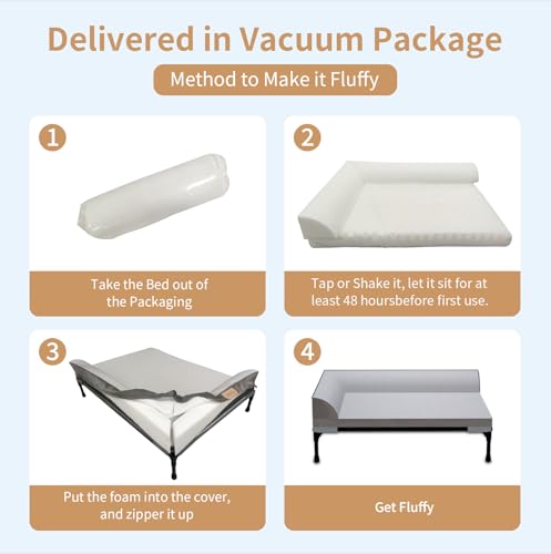 Elevated Cooling Dog Bed, Orthopedic Pet Bed for Large Dogs, Removable Washable Cover, Indoor & Outdoor Raised Pet Bed with Breathable Mesh, Size: 42"*30"*7" - size: Large