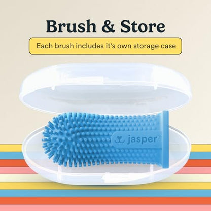 Jasper Dog Toothbrush, 360 Degree Dog Tooth Brushing Kit, Cat Toothbrush, Canine Dental Care & Teeth Cleaning Kit, Pet Finger Tooth Brush, Use with Pet Toothpaste, 4-Pack Blue - color: Blue (4-pack)