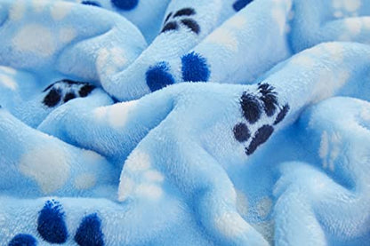 Allisandro Luxurious Dog Blanket, Extra Softness 350 GSM Flannel Fleece Pet Throw for Small Medium and Large Dogs Puppies and Cats, Blue, 80 × 64 Inches - color: Blue Paw, size: 80" x 64"