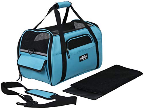 EliteField Soft Pet Carrier (3 Year Warranty, Airline Approved) Soft Sided Dog Puppy Cat Carrier Travel Bag (X-Large: 21" L x 12" W x 13" H, Sky Blue) - color: Sky Blue, size: 21.0"L x 12.0"W x 13.0"H
