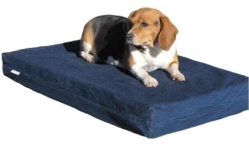 Dogbed4less Orthopedic Gel Cooling Memory Foam Dog Bed with Waterproof Liner and External Durable Denim Cover for Small to Medium Pet 35X20X4 Inches - color: Denim in Navy Blue, size: Medium 35" Length X 20" Width