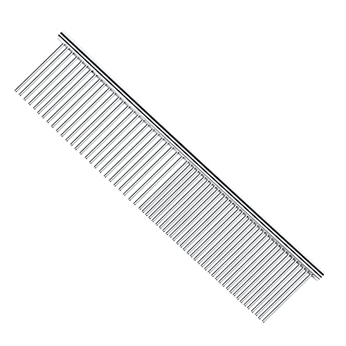 PETTOM Pet Steel Grooming Tool Poodle Finishing Butter Comb 7 1/2-inch L Silver Dog Combs with Rounded Ends Stainless Steel Teeth, Cat Comb for Removing Tangles and Knots - style: Comb B