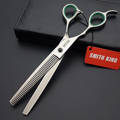 Professional Dog Grooming Shears Set Dogs Straight & thinning & Curved scissors & chunkers Scissorswith comb in 1 Set for Right-handed & Left-handed (7 In. Silvery Left-handed) - color: 7 In. Silvery Left-handed
