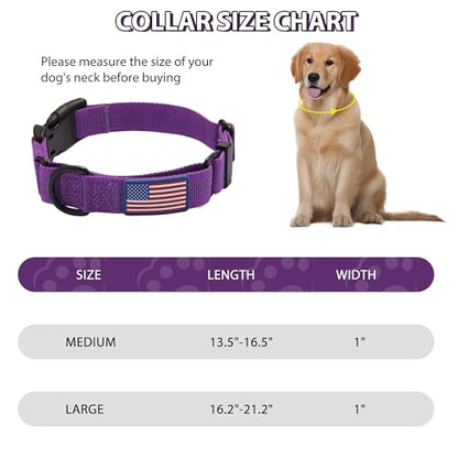Martingale Dog Collar Quick Release Buckle No Pull Reflective Non-Slip for Medium Large Dogs Training (Purple, Large) - color: Purple, size: Large (Pack of 1)