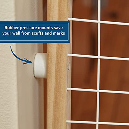 MidWest Homes for Pets Wire Mesh Pet Safety Gate, Dog Gate Expands From 29 - 50 Inches Wide, 32 Inches Tall, Wood, Powder Coated Wire - size: Medium
