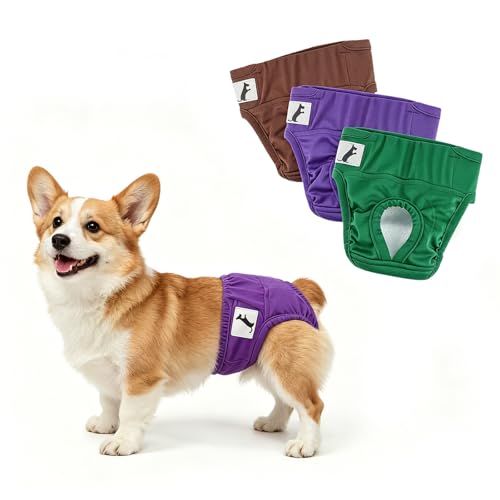 Female Dog Diapers Small Breeds, 3 Pack Washable Dog Period Panties for Small to Medium Dogs, Reusable Doggy Nappies, Pet Sanitary Underwear in Heat/Incontinence, Waist Adjustable, XL - size: XL