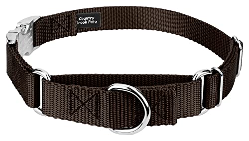 Country Brook Petz - Martingale Dog Collar - Heavy Duty Nylon Adjustable Martingale Dog Collar with Premium Buckle for Small Medium Large Breeds (5/8 Inch, Extra Small, Brown) - color: Brown, size: Extra Small (Pack of 1)
