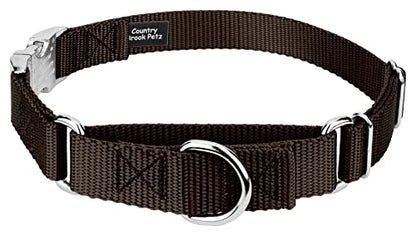 Country Brook Petz - Martingale Dog Collar - Heavy Duty Nylon Adjustable Martingale Dog Collar with Premium Buckle for Small Medium Large Breeds (5/8 Inch, Extra Small, Brown) - color: Brown, size: Extra Small (Pack of 1)