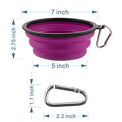 Guardians Large Collapsible Dog Bowls, 34oz Travel Water Food Bowls Portable Foldable Collapse Dishes with Carabiner Clip, 2 Pack (Blue + Purple) - color: 34oz-Blue&Purple