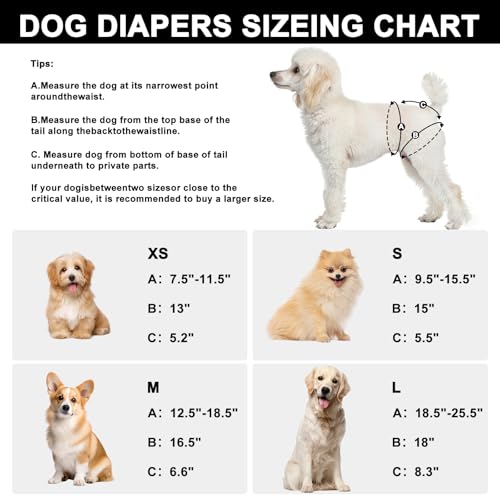 Washable Dog Diapers Female 3 Pack Reusable Highly Absorbent Doggie Diaper, Flexible Doggy Diaper Female Durable Leak-Proof Diapers for Dog Period Heat Incontinence Potty Training, XS - size: X-Small