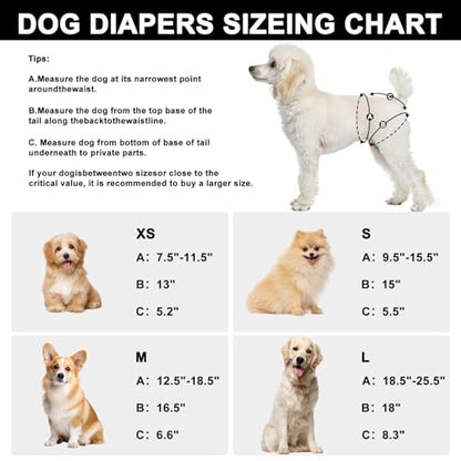 Washable Dog Diapers Female 3 Pack Reusable Premium Highly Absorbent Doggie Diaper, Flexible Puppy Diaper, Durable Leak-Proof Dog Diapers for Period Heat Incontinence Potty Training, S - size: Small