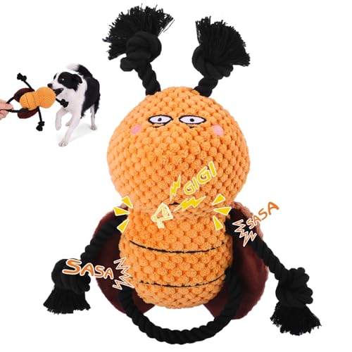 Yipetor Squeaky Dog Toy, [Cockroach Gent] Soft Plush Puppy Toys for Anxiety Relief, Durable Cotton Rope Teeth Clean Interactive Dog Toy to Keep Medium Small Dog Busy - Boredom Dogs Best Birthday Gift - color: Cockroach
