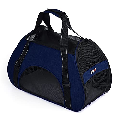 Dogline Carrier Bag Airline Approved Carrier for Dogs and Cats, Size M, Blue - color: Blue, size: H 13" x W 9" x L 21"