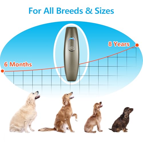 Ultrasonic Dog Barking Deterrent, 2 in 1 Dog Training and Bark Control Device, Anti-Barking Device, Dog Silencer, Ultrasonic Dog Whistle, Indoor&Outdoor, up to 16.4 Ft Large Control Range(Brown)