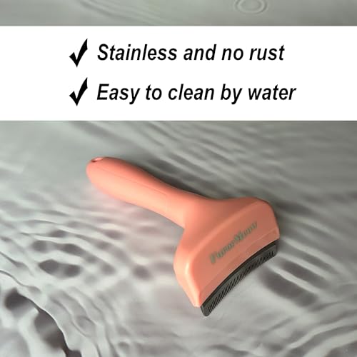 Pet Deshedding Tool with Curve Blade, Cat Grooming Brush, Tight V-shaped Teeth Shedding Comb for Cats and Dogs (Pink, Small) - color: Pink, size: Small