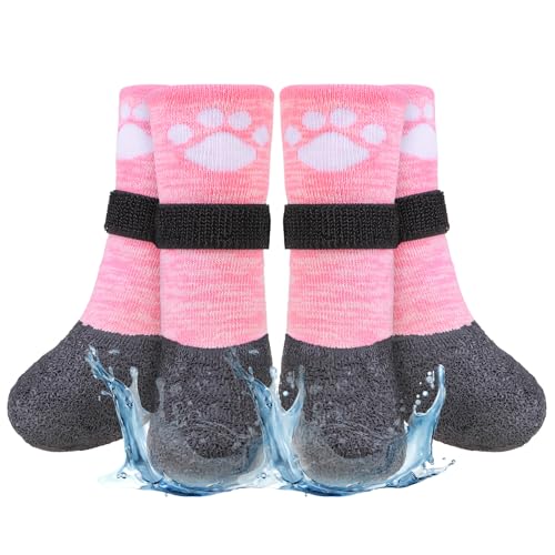 BEAUTYZOO Anti Slip Dog Socks Boots, Dog Shoes for Hot/Cold Pavement Snow Rain Days,Waterproof Grip Dog Booties Paw Protector for Hardwood Floor, Prevent Licking for Small Medium Large Senior Old Dogs - size: XX-Large