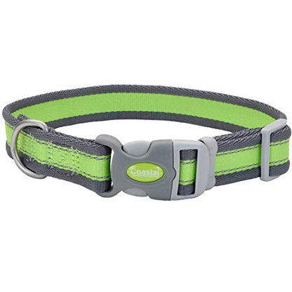 Coastal Pet - Pro - Reflective Adjustable Dog Collar, Bright Green with Grey, 1" x 14-20" - color: Bright Green with Grey, size: 1" x 14-20" (Pack of 1)