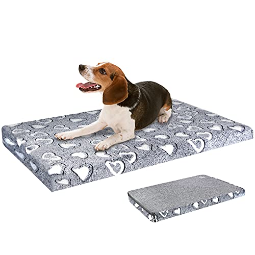 VANKEAN Dog Crate Mat - Reversible Cool & Warm Stylish Bed, Waterproof & Machine Washable, Supports Small to XXL Dogs, Grey - size: L(36 x 24 x 3")