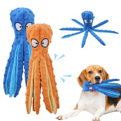 AprYew Octopus Dog Toys, No Stuffing Crinkle Dog Toys for Aggressive Chewers, Durable Interactive Chew Toys for Small, Medium and Large Dogs Training and Reduce Boredom (2PCS-B) - color: 2PCS-B