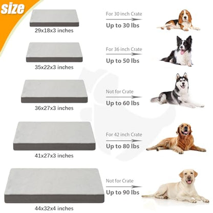 KSIIA Orthopedic Dog Bed, Deluxe Plush Waterproof, 29 x 18 Inch, Gray, 3-Inch Thick High-Density Egg Crate Foam, Removable Cover, Machine Washable - color: Light Grey, size: 29.0"L x 18.0"W x 3.0"Th