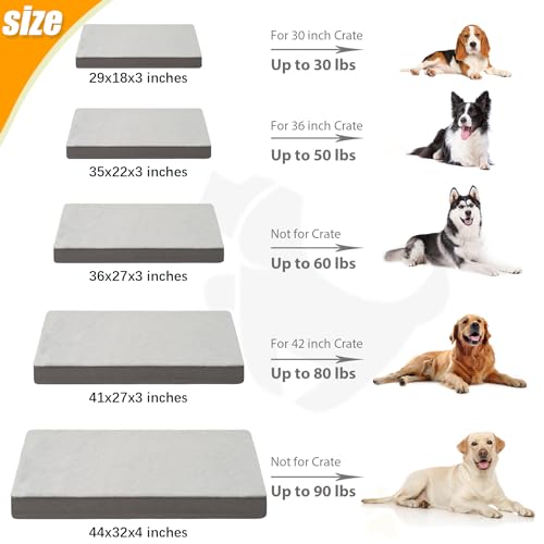 KSIIA Orthopedic Dog Bed - Waterproof, Large, Plush, Washable with Egg Crate Foam & Removable Cover & Nonskid Bottom, 36 x 27 Inch, Gray - color: Light Grey, size: 36.0"L x 27.0"W x 3.0"Th