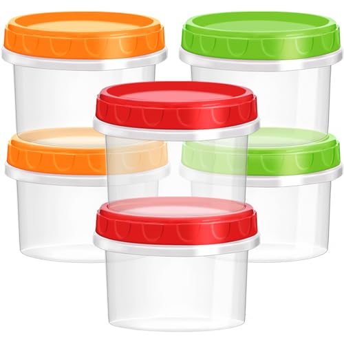 TOFLEN Reusable Small Freezer Containers 8 Oz Plastic Food Storage Containers with Screw On Lids, Leakproof & Airtight, Freezer Safe, Dishwasher Safe, Set of 6 Multicolor - size: 8 oz*6
