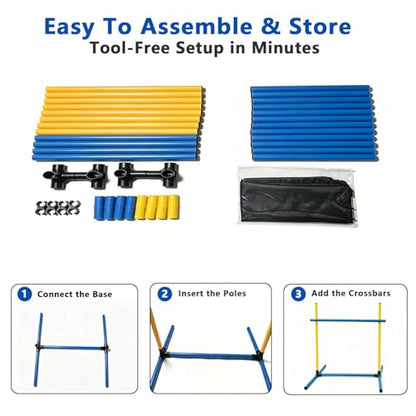2-Pack Dog Agility Hurdle Set, Adjustable PVC Jump Bars for Small & Medium Dogs - color: SLV-Hurdle 2