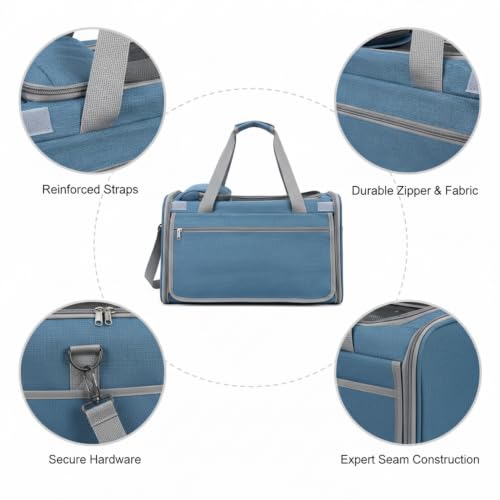 Durable Oxford Cloth Soft-Sided Pet Carrier, Foldable Travel Crate for Cats and Small Dogs up to 15 lbs, Portable Collapsible Bag for Car and Vet Visits