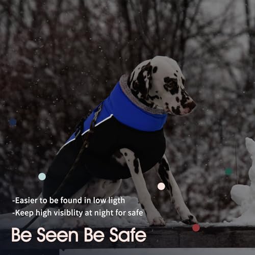 IECOii Extra Warm Dog Coat - Reflective, Adjustable Winter Jacket with Buckle & Fleece Turtleneck for Small, Medium & Large Dogs - color: Blue, size: Small(Chest:12.6-16.5 in)