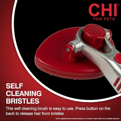 CHI for Cats Self-Cleaning Slicker Brush for All Cats, Removes Loose Hair and Tangles, Retractable Bristles, Ionic Technology Reduces Static, Ergonomic Soft-Grip Handle, Long and Short Hair - color: Cat Slicker Brush