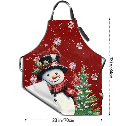 Sweetshow Cute Dog Apron with 2 Pockets and Adjustable Neck Waterproof Kitchen Cooking Dog Grooming Aprons for Women Men - color: Snowman