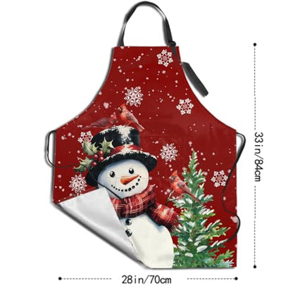 Sweetshow Cute Dog Apron with 2 Pockets and Adjustable Neck Waterproof Kitchen Cooking Dog Grooming Aprons for Women Men - color: Snowman
