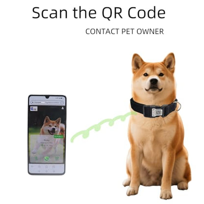 THAIN Smart QR Code Dog Collar-Nylon & Velvet Pet Collar with Unique ID Registration, Adjustable Plastic Buckle for Small Dogs–Black, Red, Pink, Yellow (Black, S) - color: Black, size: S