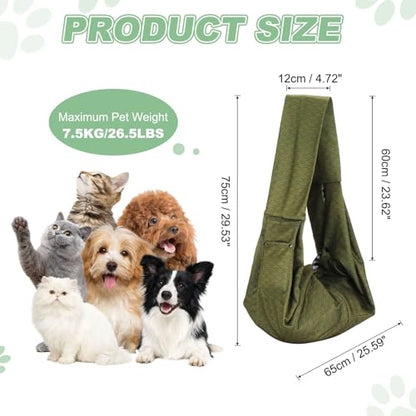 Dog Sling Carrier for Small Dogs and Cats Up to 16.5 Lbs, Breathable Texture with Pocket Pet Cross Body Shoulder Bag, (Yellow Green, 1 Pcs) Intended for Outdoor Travel/Camp - color: Yellow Green