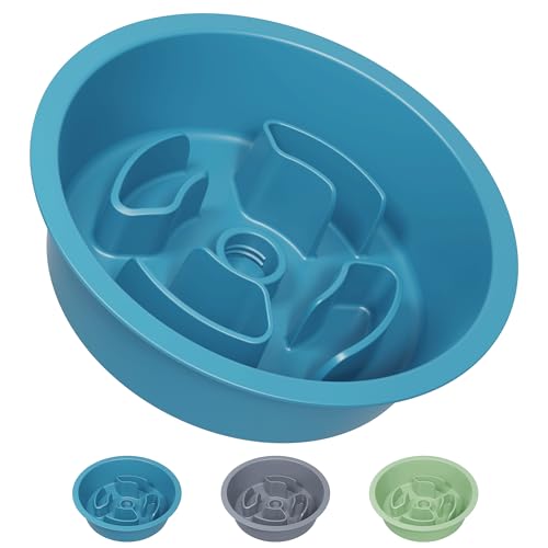 AVERYDAY Slow Feeder Dog Bowls for Medium Breeds Fits Raised Feeding Station, Puzzle Dog Food Bowls to Slow Down Eating, Dogs Feeding Bowl with Non-Slip, Slows Feeder Pet Bowl for Wet and Dry Food - color: Slow Feeder Blue, size: 1.5 Cup - Fit 6.4-6.7'' F