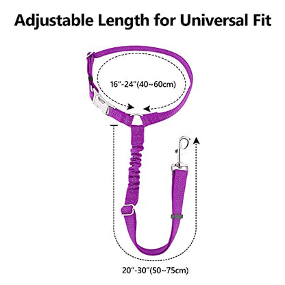 Plutus Pet Dog Seat Belt for Car Headrest, Reflective and Adjustable Restraint with Elastic Bungee for Safety, Vehicle Seatbelt Harness for Small Medium Large Dogs and Cats - color: Purple