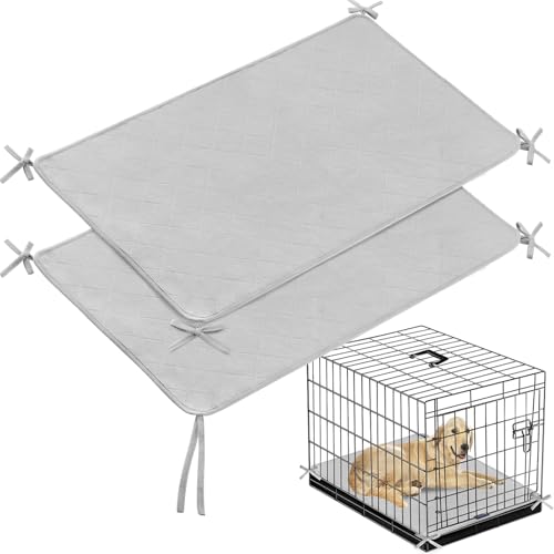 Waterproof Dog Crate Mat with Rope 2 Pack (36’’X23’’), Washable Pee Pads for Dogs, Non-Slip Training Pads for Dogs, Fits 36 Inch Dog Crate - size: Large 36"X23"