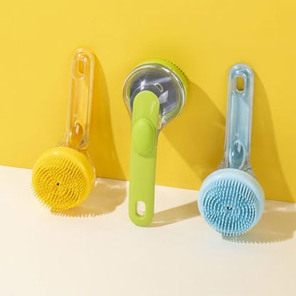 Practical Pet Shampoo Dispenser Bathing Brush for Easily Dogs and Cats Bathing with Relaxing Massages Shower Brushes for Dogs Soft Silicone Shampoo Massage Dispenser Grooming Shower Brush