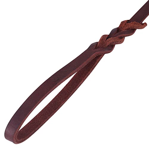 SUNGOOYUE Dog Lead Leash Leather Training Safety Rope 1.6m Padded Handle Lobster Clasp for Walking Running Hiking Medium Dogs (The Material Length is 1.5 Meters and the net) - size: The material length is 1.5 meters and the net