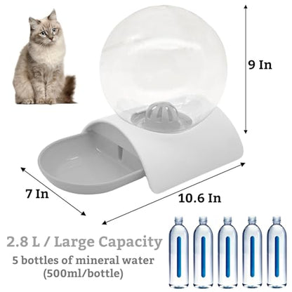 Hamiledyi Automatic Water Dispenser for Dogs and Cats Pet Water Dispenser 2.8 Liter Pet Gravity Water Station Spill-Proof Spherical Waterer Pets Water Bottle for Puppies Kittens Rabbits (Grey) - color: Grey