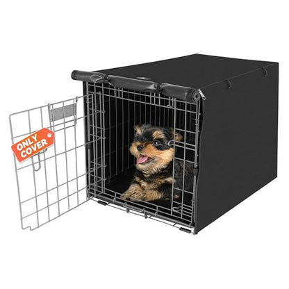 X-ZONE PET Double Door Dog Crate Cover - Polyester Pet Kennel Cover Fits 24 inches Wire Crate, Black - color: Black, size: 24.0"L x 18.0"W x 20.0"H