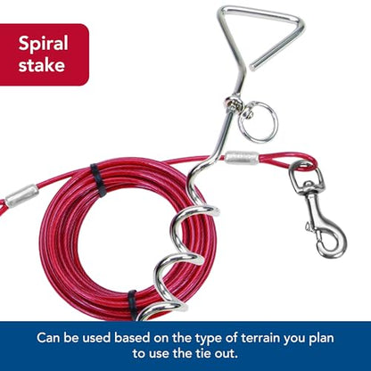 Coastal Pet Titan Dog Stake & Cable Tie Out Combos - Cable Tie Out for Dogs - Features Nickel Snaps - Durable, Heavy-Duty Dog Tie Out Cable - Quality Dog Supplies - 15'