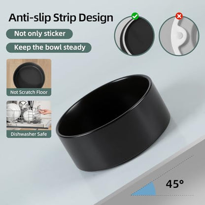 Havniva 8.3” Ceramic Dog Bowls, Dog Food and Water Bowl for Large Dogs, Durable Dog Water Bowl with Non-Slip Rubber Base Large Capacity Pet Feeding Bowl - color: Matte Black