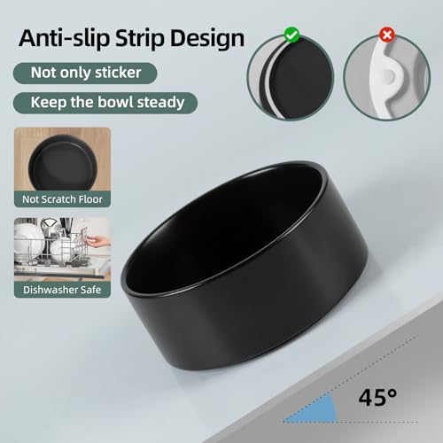 Havniva 6.1” Ceramic Dog Bowls, Dog Food and Water Bowl for Small & Medium Dogs, Durable Dog Water Bowl with Non-Slip Rubber Base Large Capacity Pet Feeding Bowl - color: Matte Black, size: 6.1 Inch
