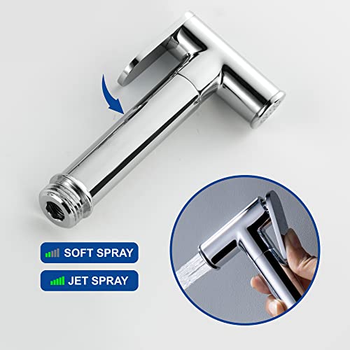 SHAMANDA Warm Water Bidet Sprayer for Toilet with Hot and Cold Brass Rough-in Valve, Stainless Steel Round Handheld Bidet Attachment Set for Feminine, Pets and Baby Diaper Wash, Polished Chrome BDS09 - color: Chrome, style: Hot & Cold Water Modes-Round