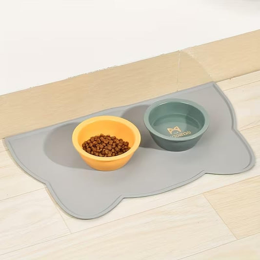 Anti Slip and Waterproof Pet Food Mat with Raised Edges - Spill Proof Feeding Tray for Cats and Dogs, Easy to Clean Floor Protector, Scratch Resistant, Compatible with Dry and Wet Food Bowls,Grey - color: Grey